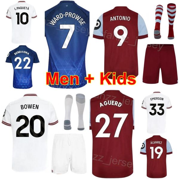 23/24 Club Man Youth Soccer 20 Jarrod Bowen Jersey 9 Michail Antonio 4 Kurt Zouma 19 Edson Alvarez 10 Lucas Paqueta5 Vladimir Coufal Football Shirt Kits Xihanmulian