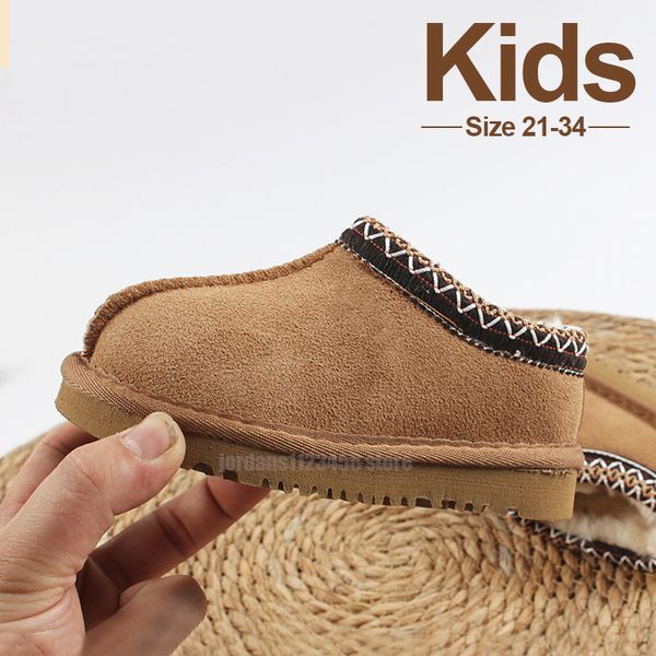 Designer-Kinderstiefel, Tasman-Hausschuhe, Tazz-Baby-Kleinkind-Stiefel, Senfkorn-Schnee-Mini-Schuhe, Jungen- und Mädchen-Winteraustralien, flauschige Schaffell-Sherpa-Schuhe für Kinder