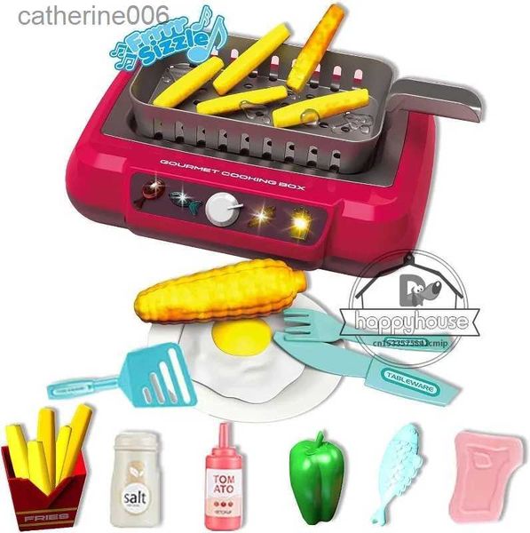 Cucine Gioca con il cibo 20 pezzi Fai finta di giocare a giocattoli per bambini Giocattoli da cucina con suono leggero Set di giocattoli da cucina per barbecue Set da cucina Gioca a fornelli a induzione per alimenti L231026