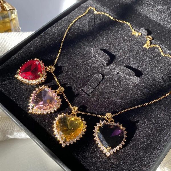 Ожерелья-подвески Versa, оригинальный набор, европейский и американский супер 20, покрытие из 18-каратного золота, имитация натурального сапфира, сердце океана