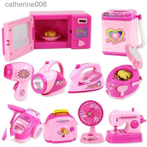 Cozinhas jogar comida mini tamanho eletrodomésticos brinquedos de cozinha crianças fingir jogar acessórios de cozinha brinquedo torradeira fogão brinquedos para meninas l231026