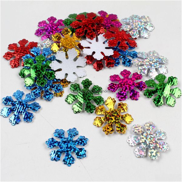 Decorações de Natal 100 unidades / pacote 30mm floco de neve sentiu apliques acolchoados para headwear hairpin artesanato decoração diy acessórios atacado dhfqg