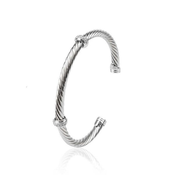 Bracciale DY Designer Gioielli con ciondoli Gioielli classici di moda Braccialetti Dy 5MM Filo intrecciato popolare intarsiato Bracciale aperto con diamanti imitazione Gioielli regalo di Natale