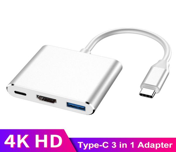 3 em 1 tipo c para conectores compatíveis com hdmi usb 30 adaptador de carregamento usbc 31 hub para mac air pro huawei mate10 samsung s8 plus s4192546