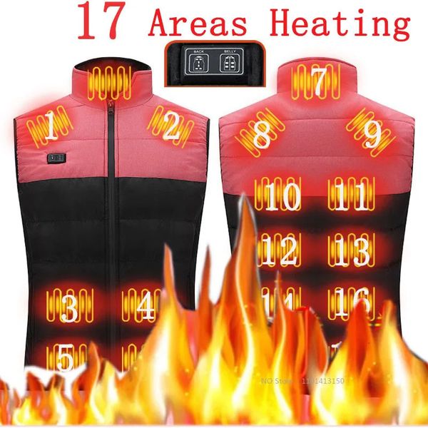 Men's Vests 17 Area Usb Heated Jacket Men Heated Vest For Women Heating Vest Tactical Heated Down Jacket Heated Bodywarmer Usb Fishing Wear 231026