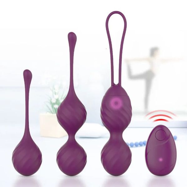 Giocattoli per adulti 10 Velocità Kegel Ball Telecomando Esercizio stretto vaginale Uovo vibrante Stimolatore Massaggio Ben Wa Geisha Balls Giocattolo del sesso per le donne 231026