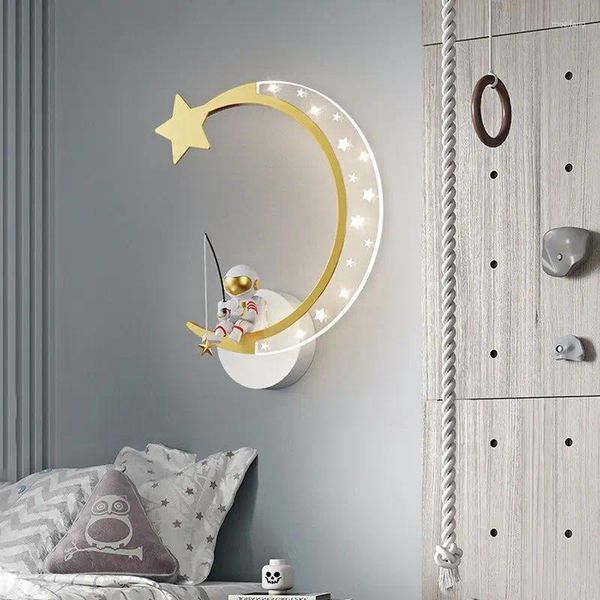 Lâmpada de parede moderna lâmpadas led cristal dos desenhos animados estrela lua arandelas quarto das crianças para quarto cabeceira decoração luminárias brilho