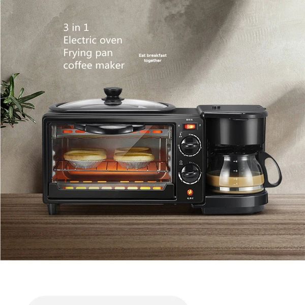 Máquina de café da manhã 3 em 1, máquina para fazer pão assado, torradeira, forno elétrico, eletrodomésticos asdwq 231026