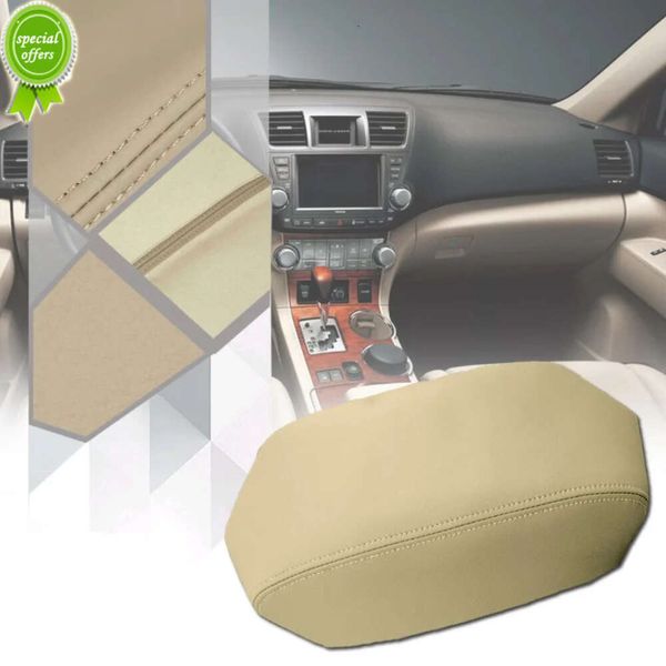 Novo console do carro almofada de apoio de braço capa de couro de microfibra interior do carro caixa de apoio de braço guarnição acessórios para toyota highlander 2008-2013