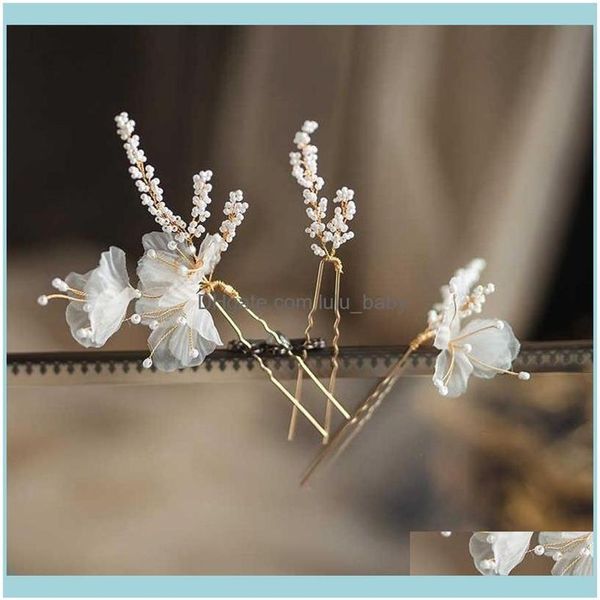 Jewelrybridal Schmuck Blume Floral Kopf Stück Kopfschmuck Perle Haar Clips Pins Frauen Mädchen Brautjungfern Haarnadel Braut Hochzeit Aessor2089