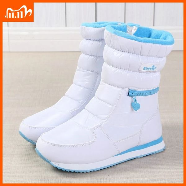 Stiefel Winterstiefel Damen Warme Schuhe Schneestiefel Innen Gemischte Naturwolle Einfarbig Weiß Buffie Schön aussehend 231026