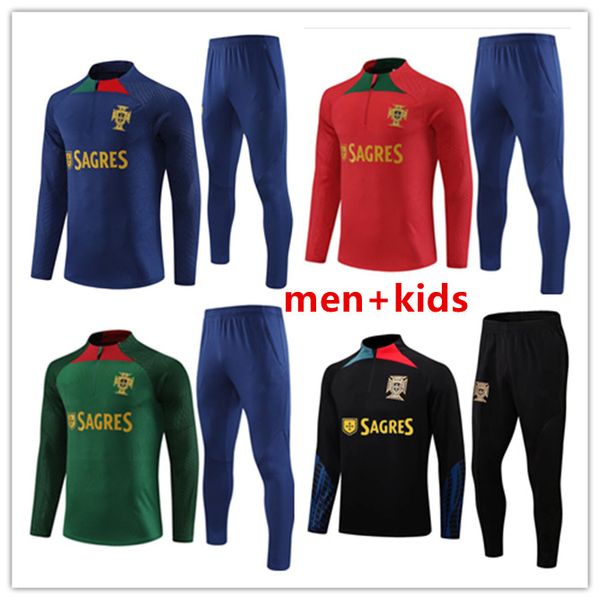 23 24 Portugal Trainingsanzug Fußball Bruno FERNANDES DIOGO J. DANILO Portuguesa Retro 22 23 Joao Felix Fußballtrikot BERNARDO Männer Kinder Kit Uniform-Sets