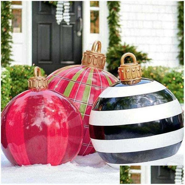 Decorazioni Natalizie 60Cm Decor Palline In Pvc Palla Gonfiabile Giocattolo Nt Albero All'aperto 2022 Capodanno Ballno Luce Goccia Consegna Casa Giardino Fe Dhlys