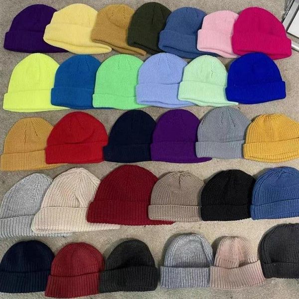 Berets beanie chapéus homens mulheres outono inverno quente senhorio chapéu streetwear hip hop brimless tricô docker boné atacado