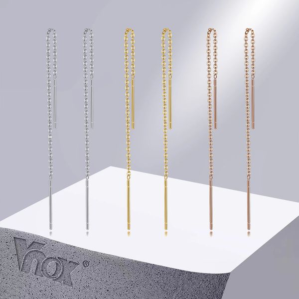 Charme Vnox Delicado Japão Coreano Long Tassel Linear Chain Brincos para Mulheres Linha de Orelha de Aço Inoxidável Threader Dangle Brinco 231025