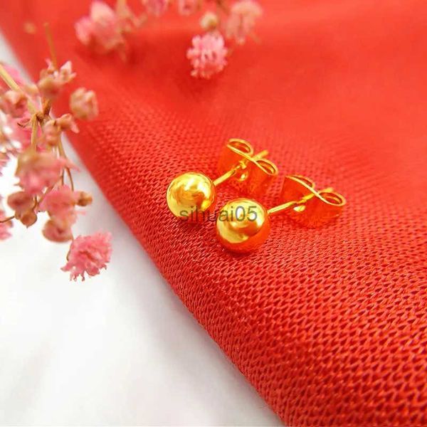 Серьги-гвоздики из настоящего золота для женщин, покрытие 14 К, свадебные украшения, простые подвески для ушей, Bijoux, подарок на день рождения YQ231026