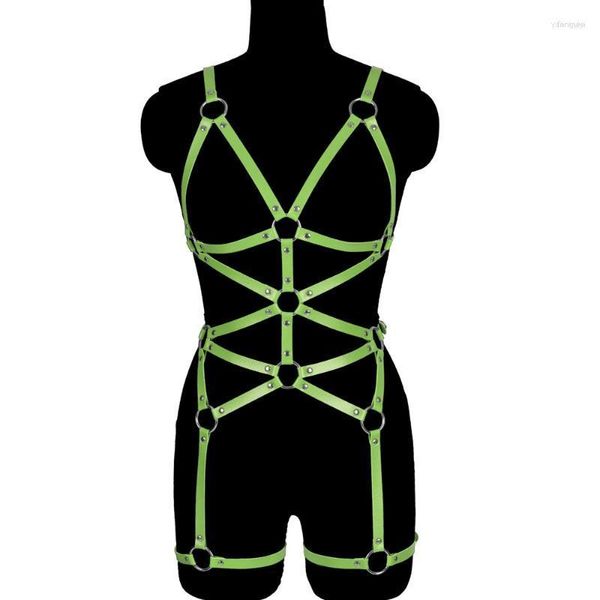 Bustiers Korsetts Frauen Bondage Dessous Goth Leder Harness Strumpfband Set Top Harnss Body Cage Offene Brust BH Einstellen Punk Sexy HarnessB