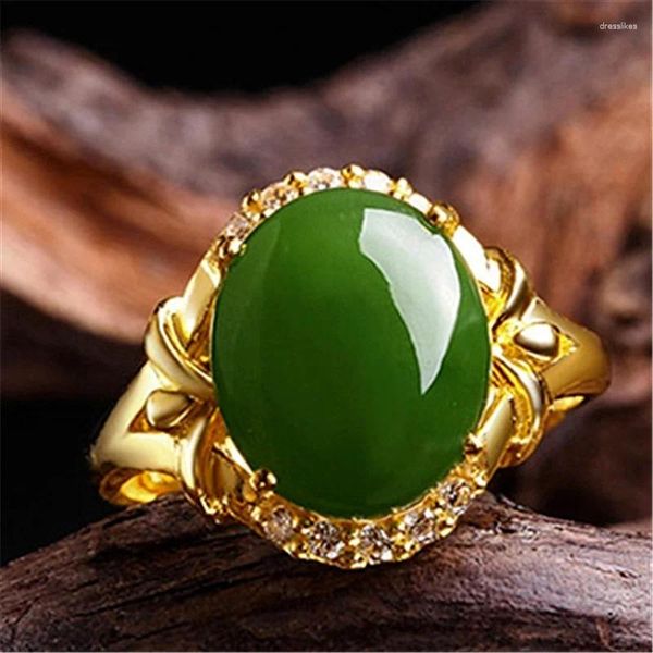Anéis de cluster chinês natural jade verde mão-esculpida anel de gota de água moda boutique jóias rosa ágata presente abertura ajustável