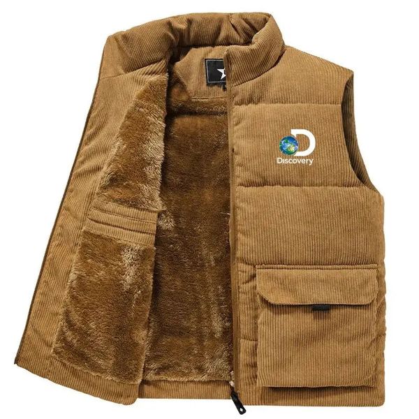 Coletes masculinos inverno moda lã colete descoberta canal masculino veludo algodão acolchoado casacos homens zíper sem mangas jaquetas 231025