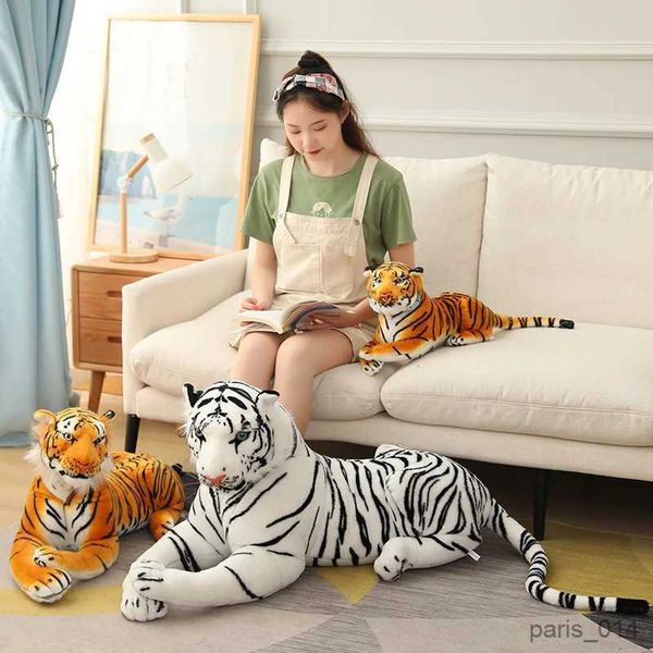 Gefüllte Plüschtiere, 50–110 cm, lebensechte Tiger-Plüschtiere, weiche Wildtiere, Simulation weißer Tiger-Puppe, Kinder, Kinder, Geburtstagsgeschenke