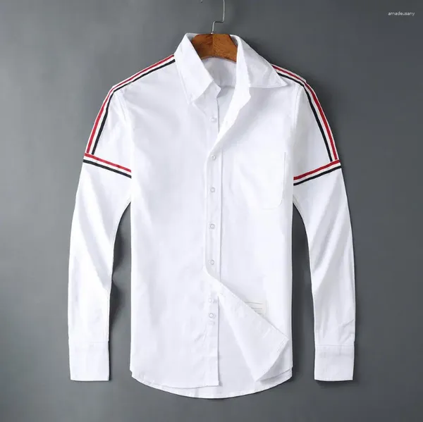 Frauen Blusen 2023 Männer Oxford Klassische Bunte Gestreifte Mode Baumwolle Casual Hemden Hemd Hohe Qualität Tasche Lange-ärmeln Top M 2XL # M51