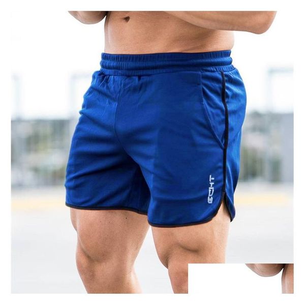 Pantaloncini da uomo Maglia traspirante Fresco Pantaloni corti da spiaggia estivi Palestre maschili Allenamento fitness Bodybuilding Jogger Crossfit Abbigliamento sportivo sottile Drop Dh6F9