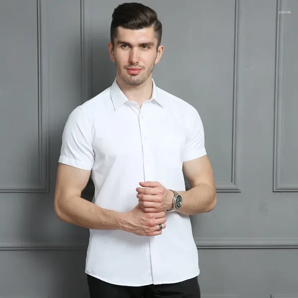 Herrenhemden High-End-Kurzarmhemd Männer Mode Sommer Weiß Slim Professional Cargo Business Formelle Kleidung Baumwolle 45%