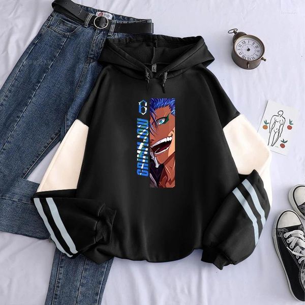 Felpe con cappuccio da uomo Anime BLEACH Grimmjow Jaegerjaques Stampa Uomo Donna Casual Felpa allentata Harajuku Unisex Inverno Caldo Pullover Abbigliamento