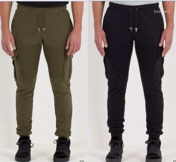 Calças masculinas atacado - Mens Moda Macacão Roupas Urbanas Cool Nice Tapered Sweatpants Exército Verde / Preto Jogger M-XXXL Biker Corredores