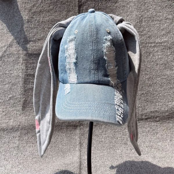 Berretto da baseball Kpop Individuale Lungo Coniglio Berretto da baseball Cappello da cowboy Moda Berretto di jeans Stile Y2k Cappello Hip Hop Lovery Boy Style Uomo Donna 231025