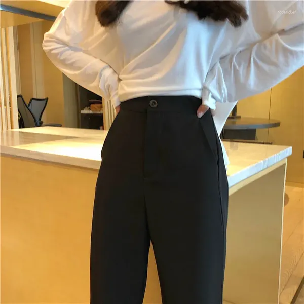 Pantaloni da donna Pantaloni lunghi da donna alla moda a vita alta stile coreano per il tempo libero Tasche con cerniera Sciolti morbidi da donna Semplice elegante