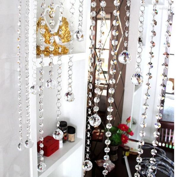 Kronleuchter Kristall 200 mt/los 14mm Glas Achteck Perlen Kette Mit 30mm Kugel Anhänger Girlande Strang Hochzeit Perle