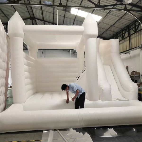 Esteiras PVC Jumper Inflável Casamento Branco Bounce Combo Castelo Com Slide e Ball Pit Jumping Bed Bouncy Castle Rosa Bouncer House Moonwalk para brinquedos divertidos 768 E3