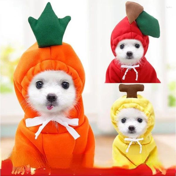 Hundebekleidung, süße Obst-Kleidung für kleine und mittelgroße Hunde, Katzen, Winter, warm, Haustier-Plüschmantel, Hoodies, Weihnachts-Oberbekleidung