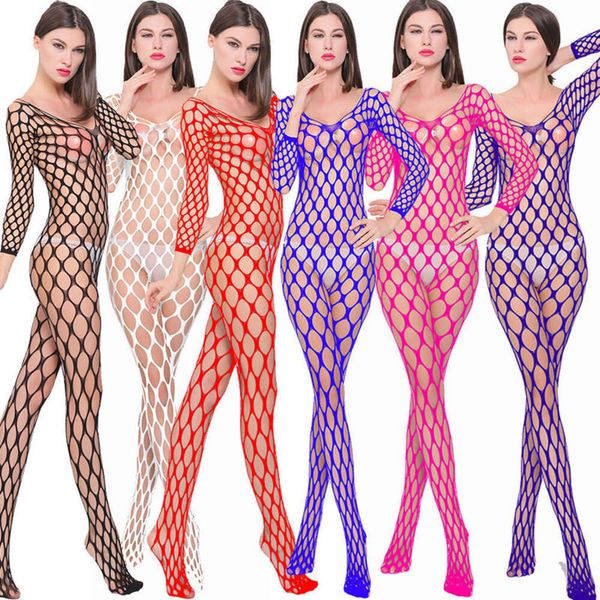 Cosplay sexy transparente fishnet bodystockings lingerie para mulheres de corpo inteiro erótico porno bodysuit sexo crotchless teddy catsuit