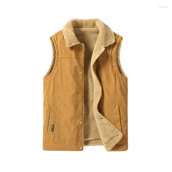 Gilet da uomo Gilet invernale imbottito in calda giacca di velluto a coste 2023 in lana d'agnello e cavallo da donna cento con il tempo libero Plus Size