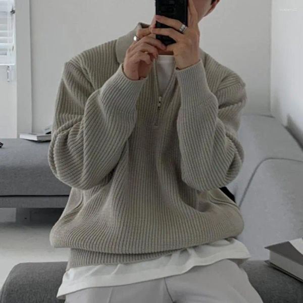 Maglioni da uomo invernali maglione vintage a mezza zip pullover casual da uomo caldo slim colletto alla coreana pullover in maglia cappotti maschili