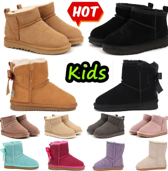 Stivali per bambini Pantofole Tasman per bambini Bambino Australia Scarponi da neve Scarpe per bambini Inverno Classico Ultra Mini Neonati maschi Stivaletti alla caviglia Bambino Pelliccia scamosciata jfj