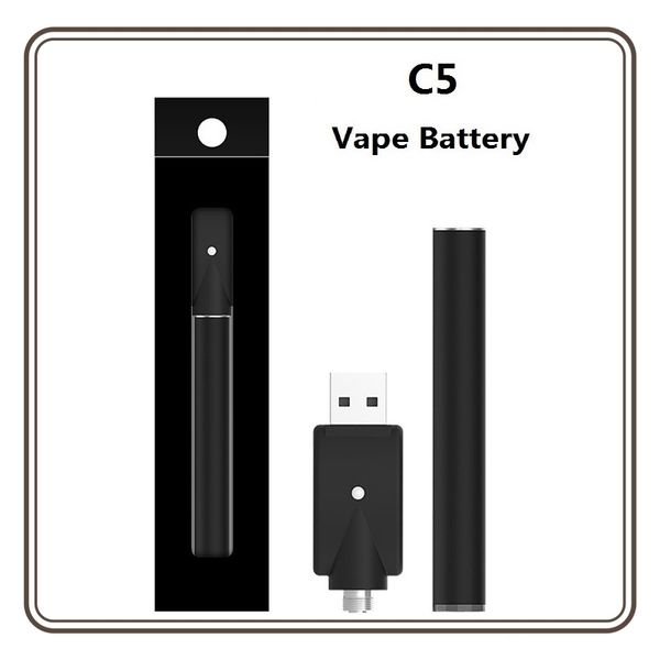 Sıcak Satış C5 Bud Touch Pil 10.5mm Düğmeli Otomatik Aktif Vape O Pen 345 MAH Kapasite 2.7V 3.6V voltajı Alt USB Şarj Portu OEM Logo ile 510 kartuş için