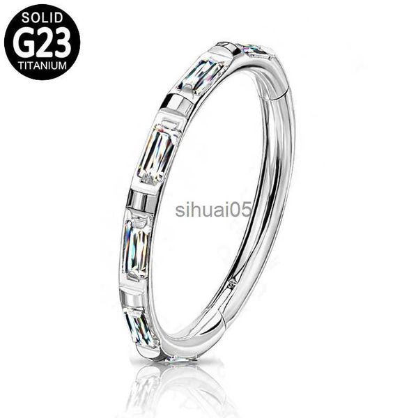 Stud G23 Titanium Nariz Ring Retangular Cubic Zircon Daith Brincos Hoop Ear Helix Cartilagem Tragus Lip Piercing Articulado Segmento YQ231026