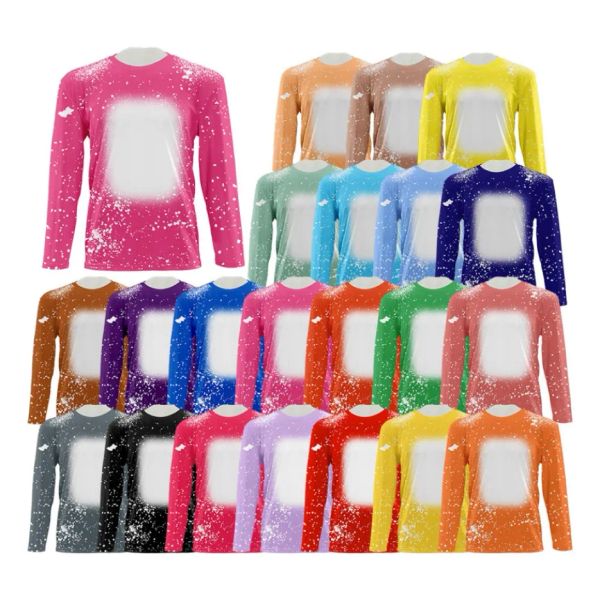 Ins sublimação quente das mulheres dos homens unissex design de lixívia hoodies em branco falso branqueado tie dye camisas camisola manga longa