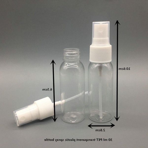 200 teile/los 30 ml Leere PET Klare Transparente Kunststoff Sprühflaschen 30 ml 1 unze Sprühflaschen für Kosmetikverpackungen Hjord