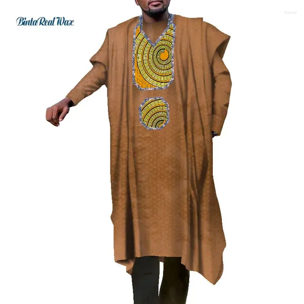 Этническая одежда, мусульманский комплект одежды, мужской халат, верхняя рубашка, 2 предмета, африканский стиль с принтом, большие размеры, традиционный WYN1239