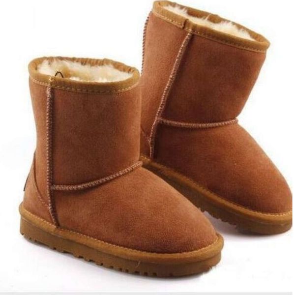 ГОРЯЧИЕ детские угги, мини-ботинки, классические австралийские зимние снежные ботинки для девочек и мальчиков, унисекс, короткие ботинки до середины икры, детская теплая обувь, размер 22-34