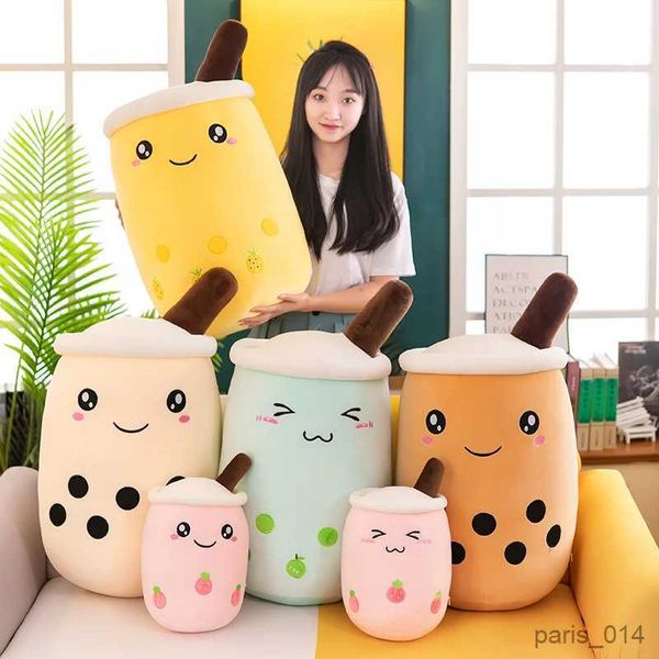 Animali di peluche ripieni 24-50 cm Bubble Tea Peluche Succo di frutta Bottiglia di bevande Uva Perle Regalo di tè al latte