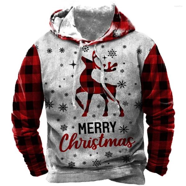 Felpe con cappuccio da uomo Felpa con cappuccio di buon Natale Stampa 3D modello alce e pullover da donna Maglietta per ragazzi e ragazze Costume per bambini