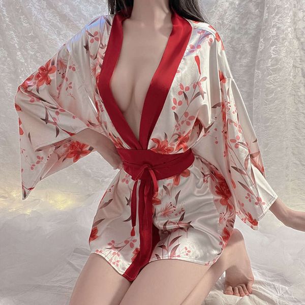 Cosplay Porno Japanische Kimono Sexy Erotische Dessous Frauen Körper Schärpe Gebunden Robe Heiße Nachtwäsche Low-cut Kleid Yukata Kostüm pamas