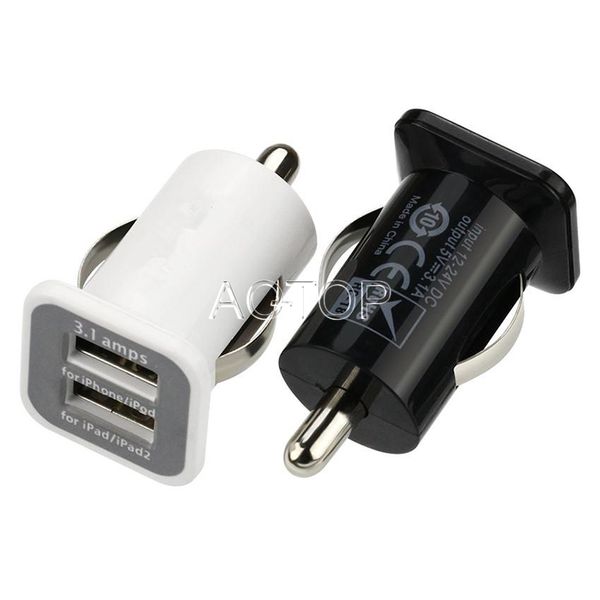 Carregador de carro duplo USB 3.1A 2 portas 3100mAh para iPhone Samsung mp3 alto-falante GPS