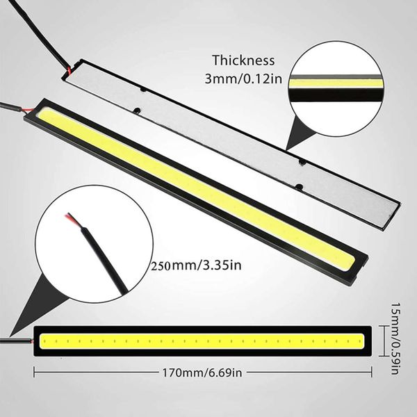 Araba 6 PCS 17cm COB LED ARAÇ DRL DRL Sis Ampulleri Evrensel Su Geçirmez Gündüz Çalışma Işığı 12V 7000K Beyaz Panl Harici Atmosfer Lambaları