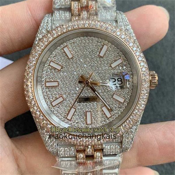 Relógio de luxo eternidade relógios RFF V4 mais recente 126334 126331 126301 diamantes Gypsophila Dial A2824 automático Iced Out Mens Watch Diamond Two Tone Case 904L Fivero